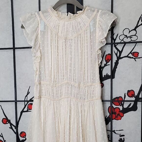 Ulla Johnson Jules Swiss Dot Silk Asymmetric Dress - Picture 3 of 11